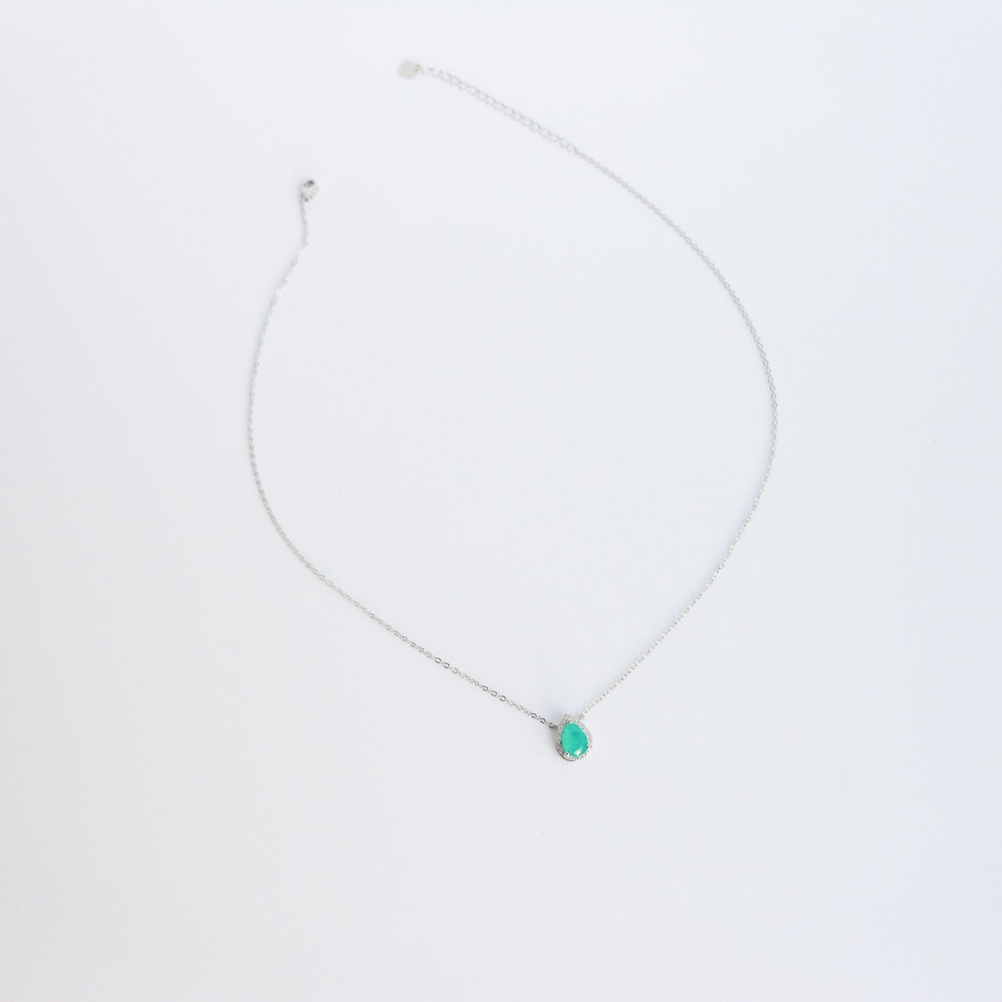 Aqua Blue Droplet Pendant Necklace