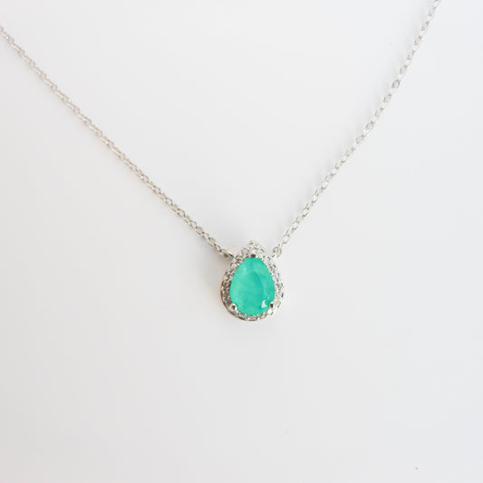 Aqua Blue Droplet Pendant Necklace