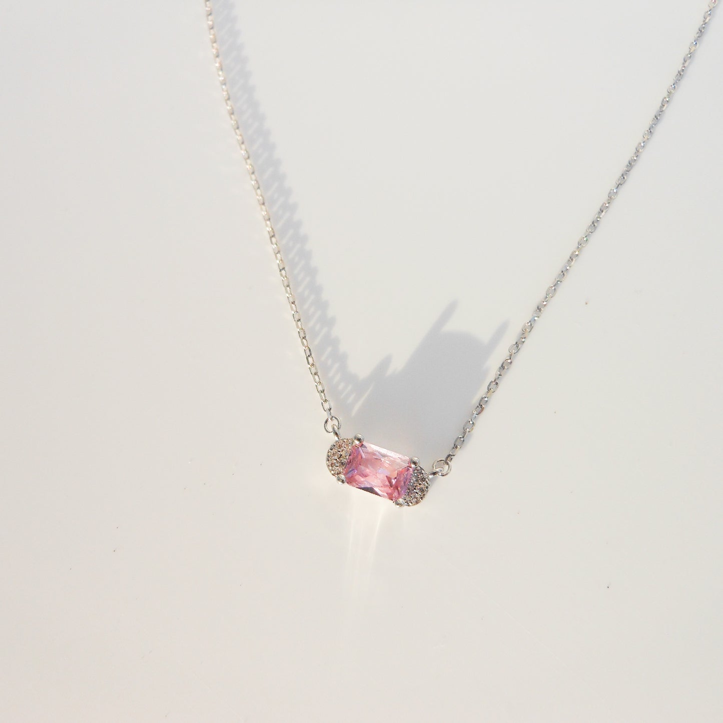 Sterling Silver Pink Pendant Necklace