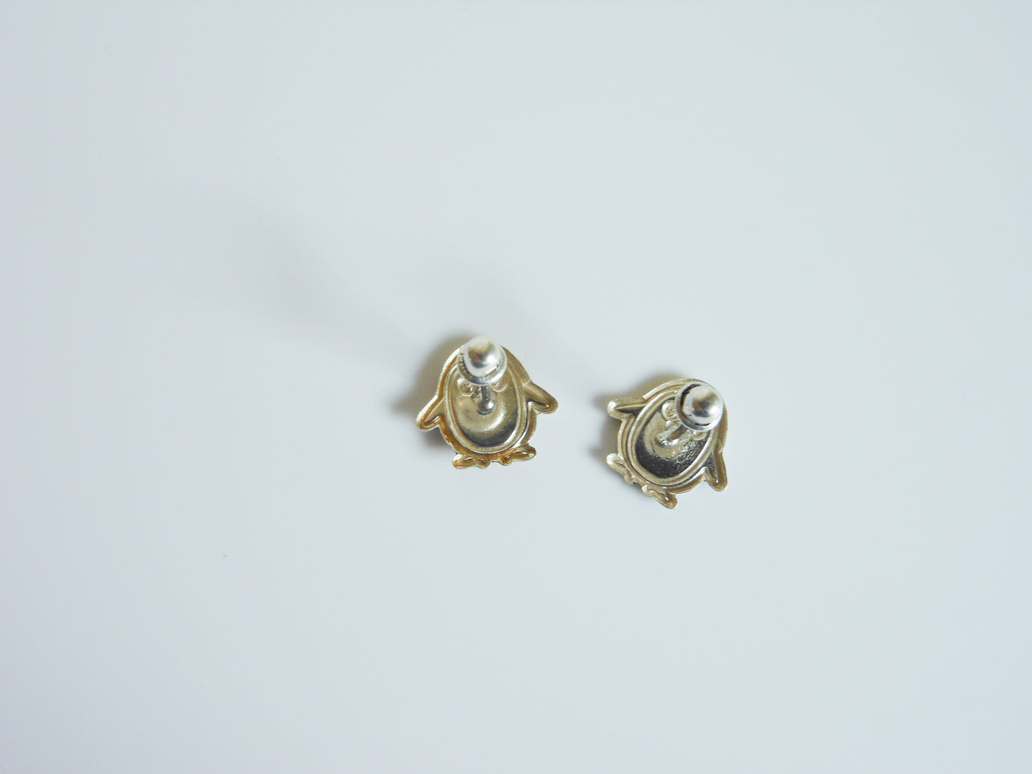 Penguin Stud Earrings .925 Sterling Silver with Enameled Colors, Ball End Stud Earrings